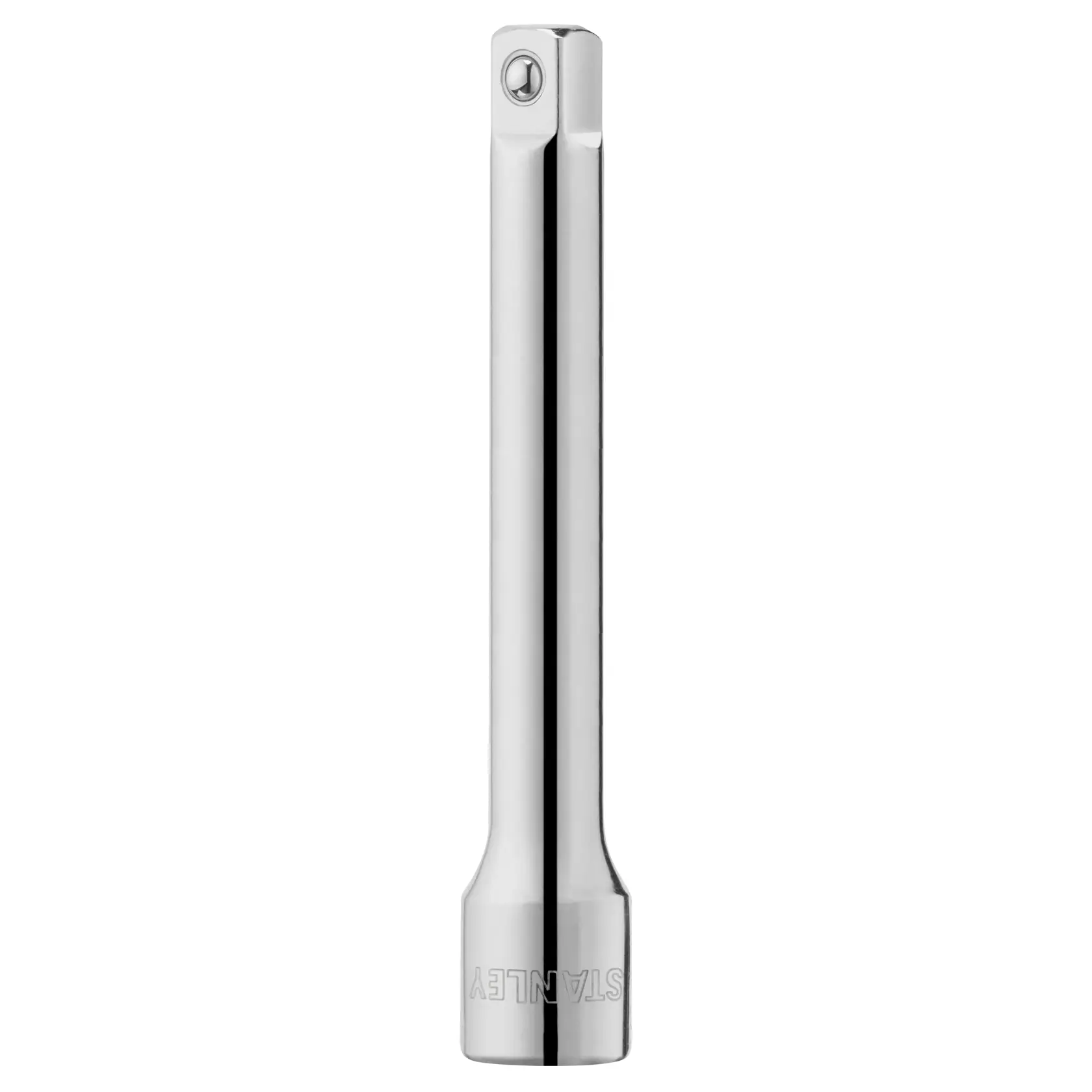 STANLEY STMT86006-0 verchromte Stecknuss-Verlängerung, Vorderansicht vor weißem Hintergrund.