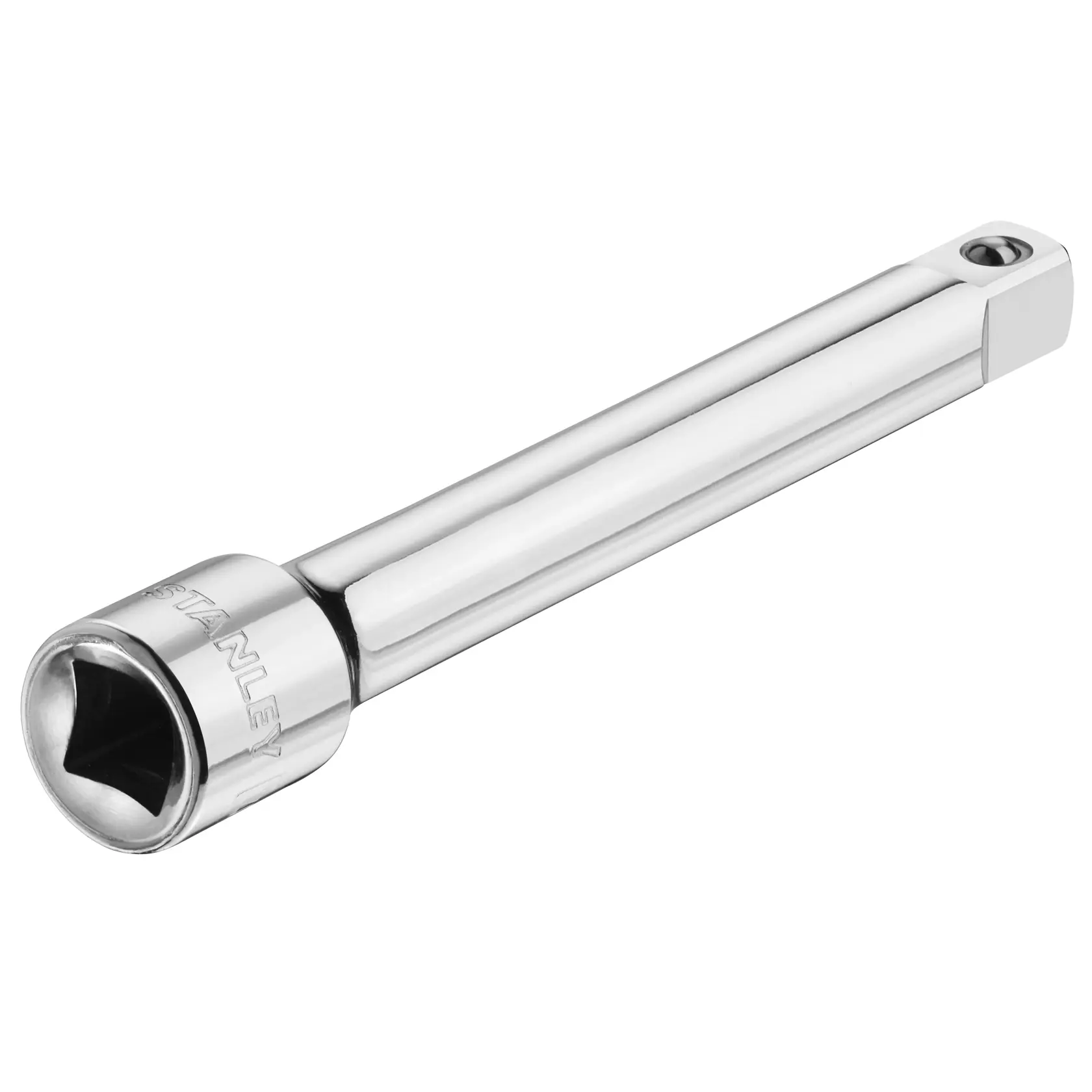 STANLEY STMT86006-0 chrom Verlängerungsstange für Steckschlüssel, Produktfoto im Winkel auf weißem Hintergrund.