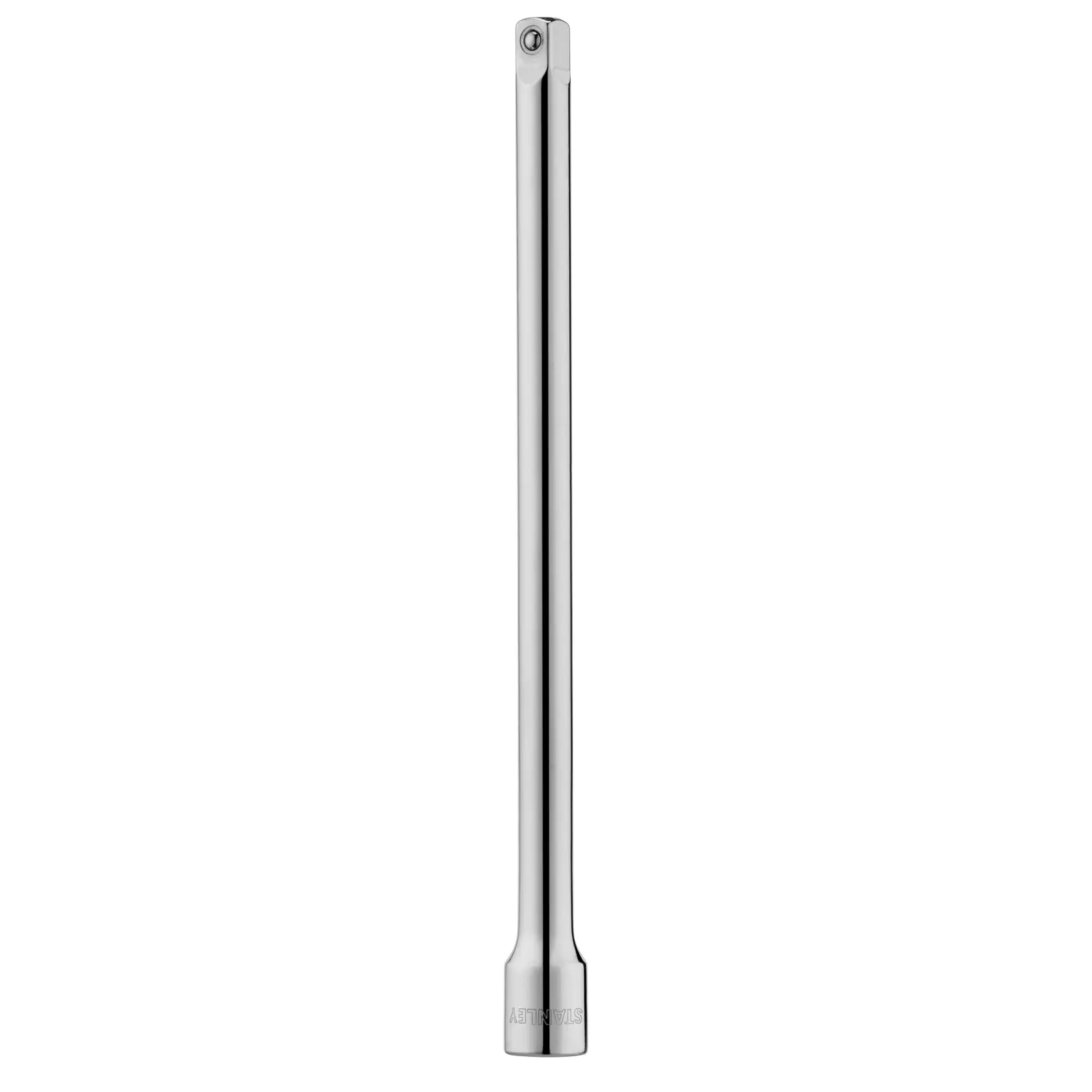 STANLEY STMT86007-0 verchromte Steckschlüsselverlängerung, Werkzeug, Vorderansicht, weißer Hintergrund.