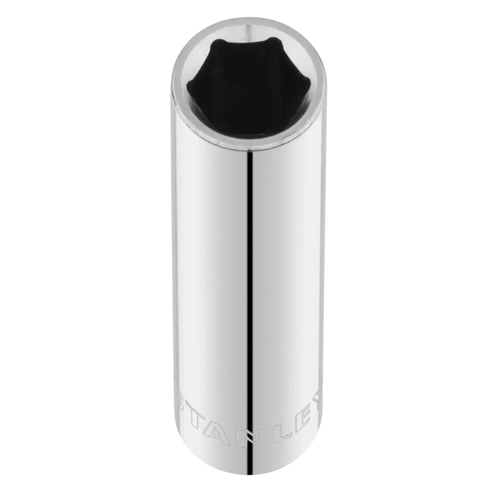 STANLEY STMT86096-0 Chrom-Steckschlüssel von vorne auf weißem Hintergrund fotografiert.