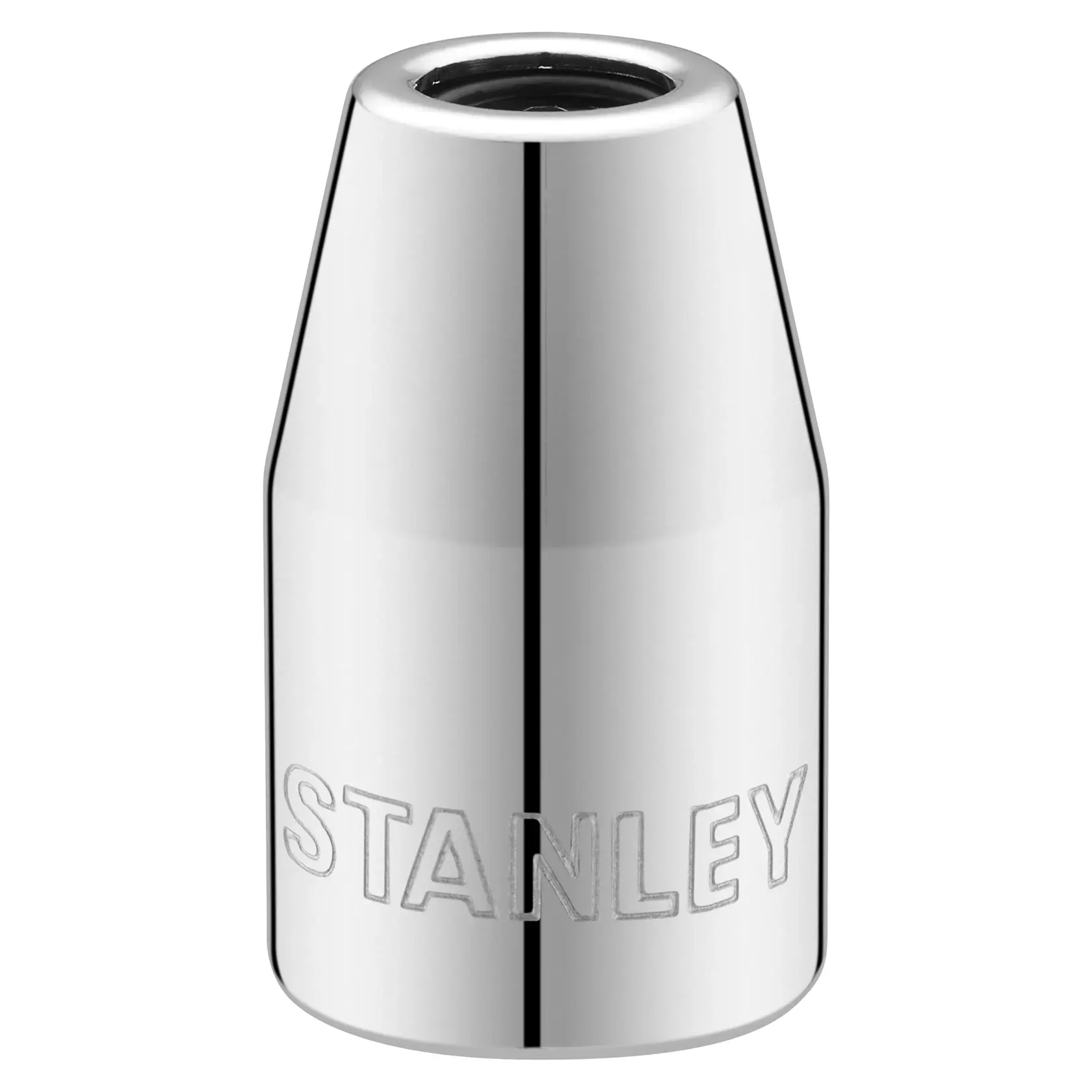STANLEY STMT86250-0 Chrom-Steckschlüssel, graviertes Logo, Frontansicht, weißer Hintergrund.