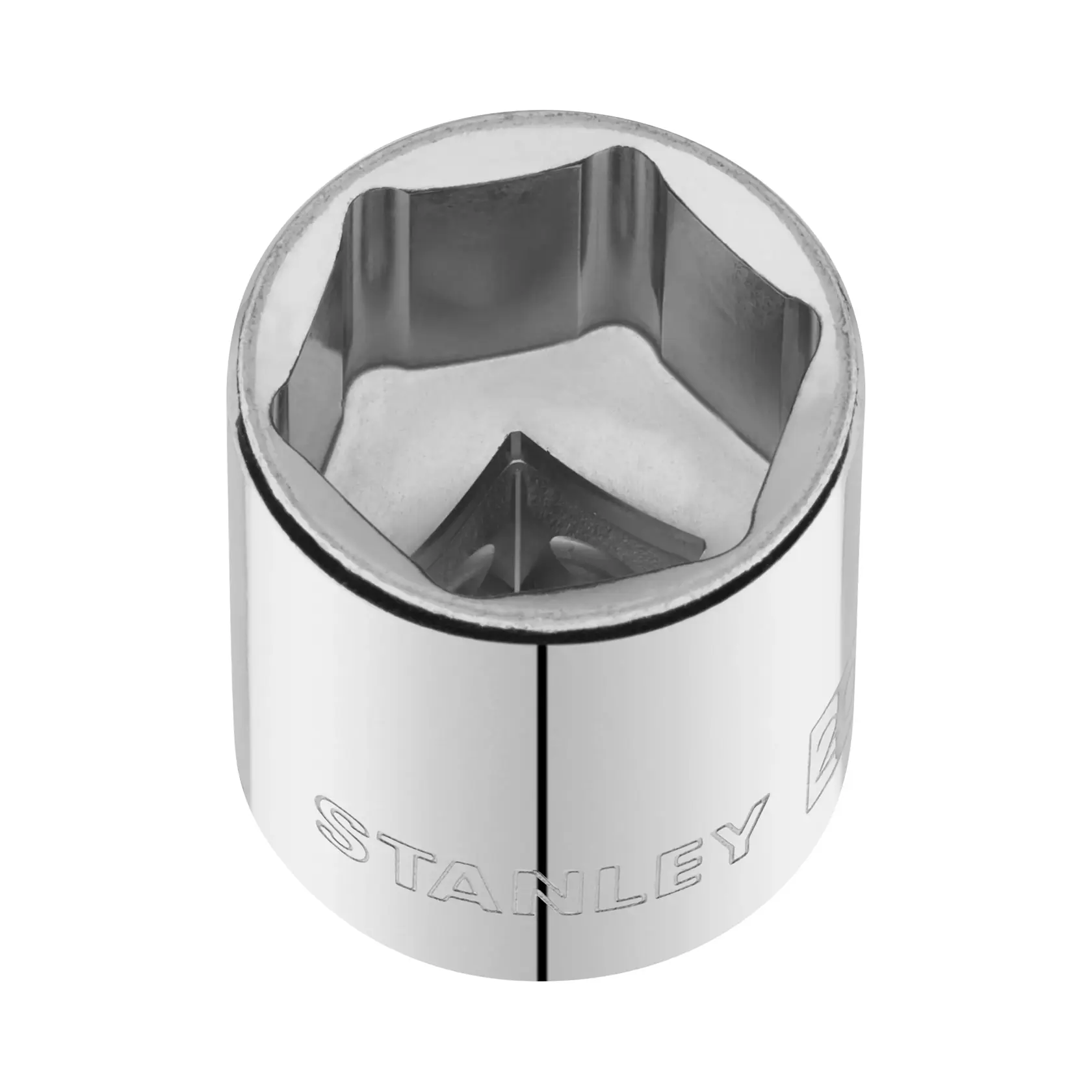 STANLEY STMT86315-0 Chrom-Steckschlüssel, Fotografie aus Frontalperspektive auf weißem Hintergrund.