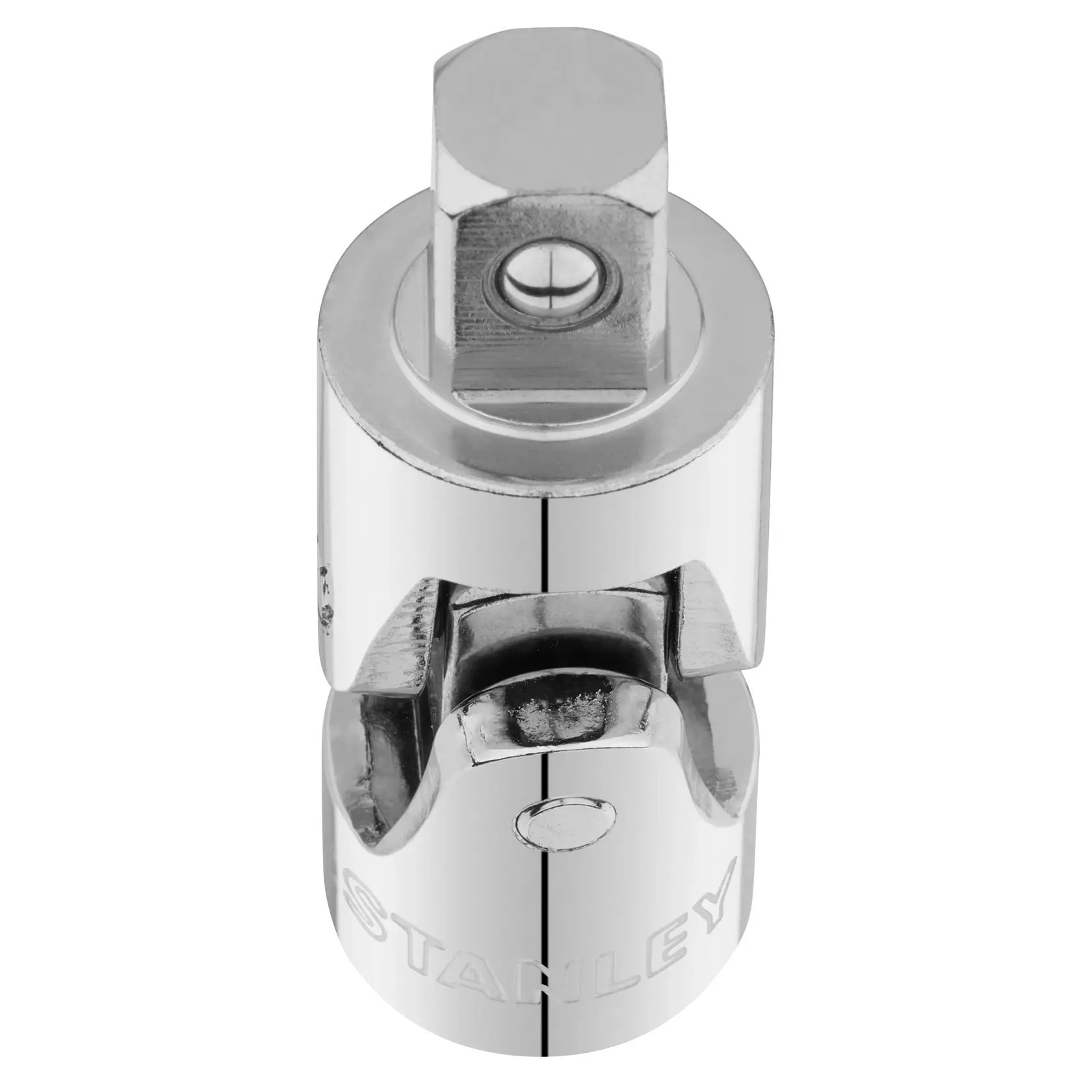 STANLEY STMT86411-0 Chrom-Kardangelenk Stecknussadapter, Frontansicht, auf weißem Hintergrund.