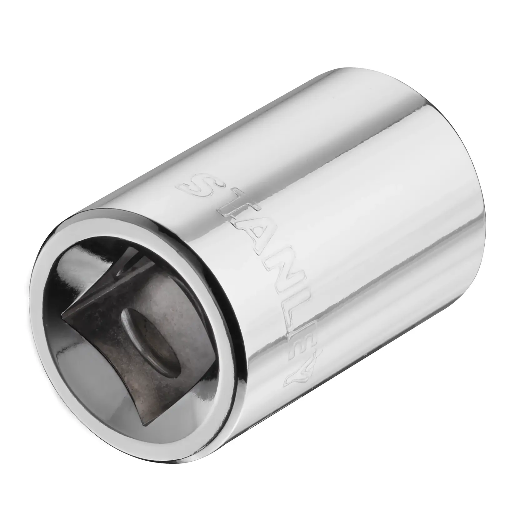 STANLEY STMT86518-0 Chrom-Stecknuss, Produktfotografie auf weißem Hintergrund, Werkzeugzubehör.