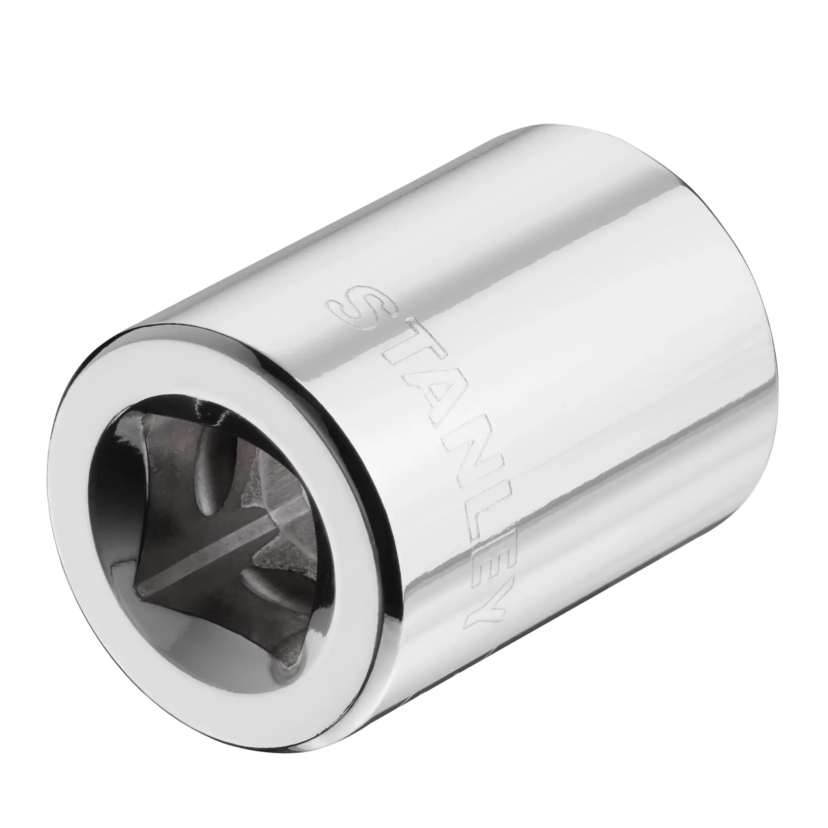 STANLEY STMT86521-0 Chrom-Steckschlüsseleinsatz, Seitenansicht auf weißem Hintergrund.