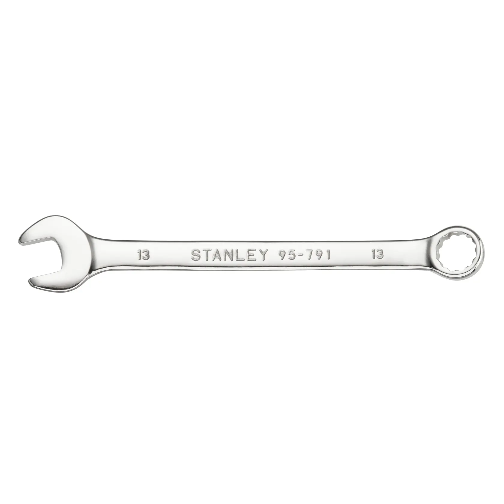STANLEY STMT95791-0 Maul-Ring-Schlüssel mit offener und geschlossener Seite, silbernes Finish, Produktfoto vor weißem Hintergrund.