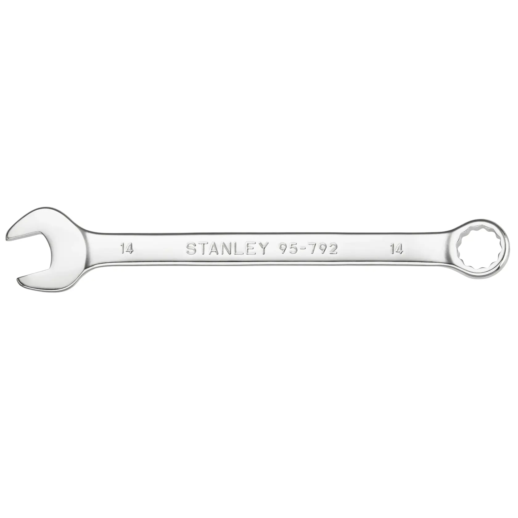 STANLEY STMT95792-0 Ringmaulschlüssel, silberfarben, 14 mm, Draufsicht auf weißem Hintergrund.